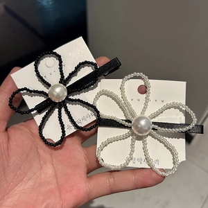 Pince à Cheveux Fleur de Künstliche Perle Minimaliste Française Élégante Pince à Bec de Canard Fait à la Main Pour Femmes Accessoires