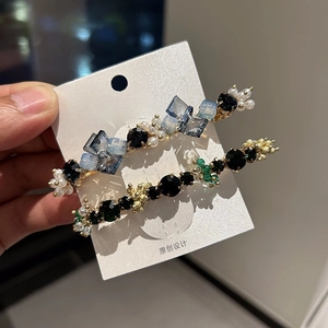 Korean Style Alloy Artificial Crystal Hair Clip Faux Artificial Pearl Floral Pattern Duckbill Clip Elegant Jewelry Pin For Women