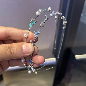 Serre-tête fin en métal orné de perles, d'étoiles de mer et de strass scintillants
