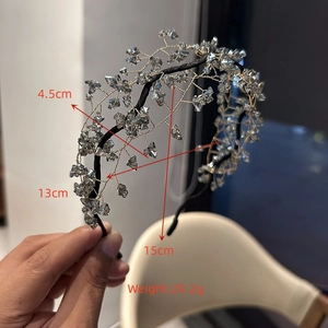 Detail view of crystal beaded headband with dimensions 15cm width and 29.2g weight