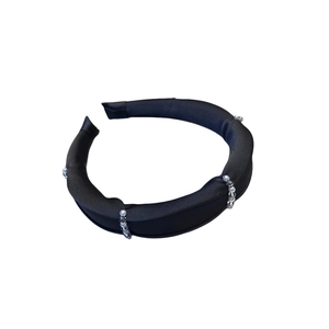 Elegant French style padded black fabric headband with white pearls and crystal beads decor