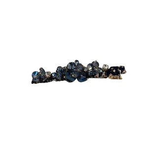 Elegant Korean style crystal spring hair clip with deep blue gemstones for women