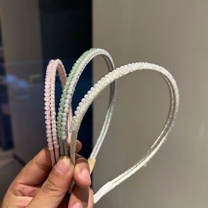 Cerchietto Fatto a Mano Con Künstliche Perle Artificiali e Perline di Cristallo Doppia Fila Elegante Copricapo da Donna per Feste