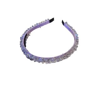 Elegant purple beaded headband with crystal embellishments and non-slip teeth comb