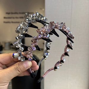 Koreanisches Stirnband mit künstlichem Kristall Rutschfestes Haarreif mit Zähnen Facettiertes Kristall Haarband für Damen Alltag Haarschmuck
