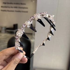 Serre-tête élégant en cristal avec peigne, orné de strass roses et transparents brillants