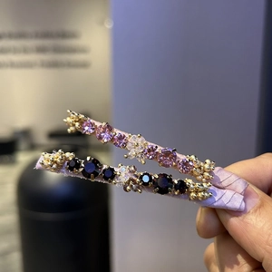 Handmade Beaded Rhinestone Crystal Duckbill Hair Clip Sweet Satin Wrapped Korean Style Hair Accessories For Women