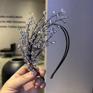 Elegante Cerchietto con Rami di Cristallo Fatto a Mano con Perline Fascia per Capelli in Metallo Vintage per Matrimonio Festa Donna
