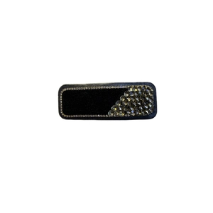 Elegant black velvet barrette with sparkling rhinestones in a minimalist French style