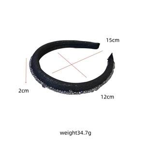 Gray beaded fabric headband dimensions 15x12x2cm and weight 34.7g product detail