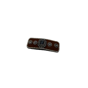 Vintage rectangle velvet hair clip with crystals and sparkling rhinestones for women