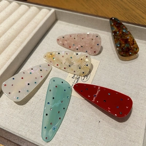 Acetate Colorful Rhinestone Hair Clip Geometric Duckbill Side Clip For Women Elegant Minimalist Marble Pattern Hair Accessories