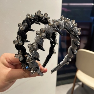 Serre-tête en Maille Torsadée Style Français Avec Pointes en Strass Bandeau Antidérapant pour Femme Accessoires Cheveux
