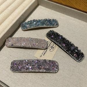 Luxurious Rhinestone Square Snap Hair Clip For Women Alloy Rectangular Barrette Elegant Side Bangs Clip Hair Jewelry Gift