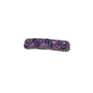 Elegant rectangular purple gemstone hair clip with sparkling rhinestones for women