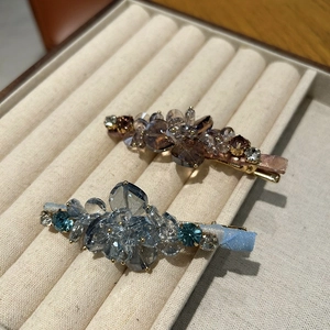 Handmade Artificial Crystal Floral Duckbill Hair Clip Elegant Korean Style Beaded Rhinestone Hair Accessory For Women