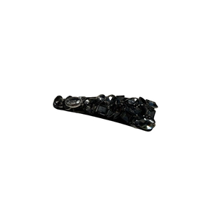 Luxurious black rhinestone hair clip with love engraving for a gothic aesthetic look