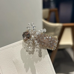 Eleganter französischer Haarclip mit lila Kristallen und Perlenquasten-Design für Damen