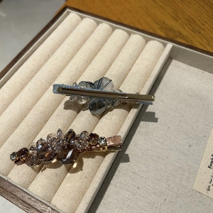 Exquisite handmade beaded crystal duckbill hair clips with polished gold alloy base