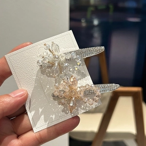 Pince à Cheveux de Style Coréen Alliage Fleur de Cristal Artificiel Strass Pince Bec de Canard Accessoires Cheveux Femmes