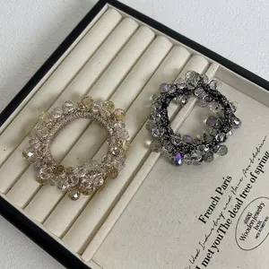 Elegant Beaded Hair Ties For Women Sparkling Artificial Crystal Braided Elastic Ponytail Holder Korean Style Hair Accessories