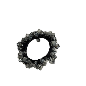 Elastico per capelli con perline di cristallo grigio fumo sfaccettato per coda di cavallo