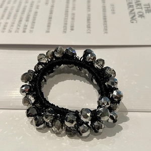 Crystal Bead Hair Tie Elastic Hair Band For Women Silver Gray Rhinestone Hair Ring Stylish Ponytail Holder Bracelet Dual Use