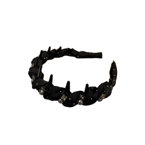 Luxurious black headband with butterfly rhinestones and anti-slip hair clips