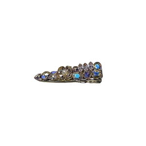 Exquisite rhinestone hair clip with crystals and pearl on a minimalist metal base