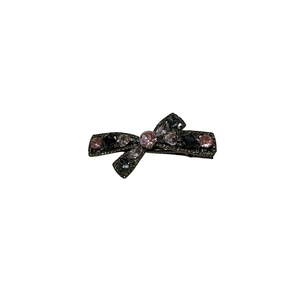 Sparkling bow hair clip with pink rhinestones and gray crystals for women hair accessories