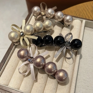 Barrette à Cheveux Élégante Nœud Papillon Künstliche Perles d'Imitation pour Femmes Doux Strass Pince à Ressort Accessoires Cheveux Fait Main