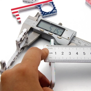 Detail showing 5.15mm thickness of acrylic no-touch door opener with various patterns