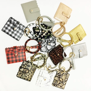 PU Leder Leopard und Schlangenhaut Armband Schlüsselanhänger mit Quasten und Ring