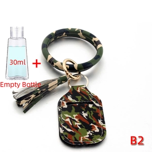 30ml camo print portable hand sanitizer bottle holder with wristlet keychain set