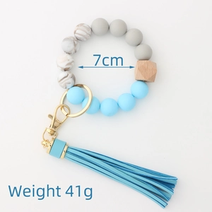 Detail view of silicone bead keychain bracelet with 7cm inner diameter and 41g weight