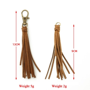 Porte-clés à franges en daim vintage avec fermoirs bronze tailles 13cm et 9cm