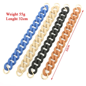 Chunky macaron acrylic chain straps for phone cases in four colors with gold spring hooks