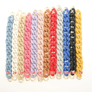 Flat lay of macaron color plastic chain straps for bags or phone cases in 12 matte shades