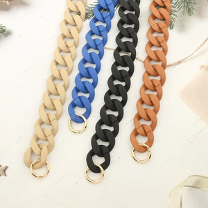 Acrylic macaron color chain straps with gold metal rings for bags and phone DIY accessories