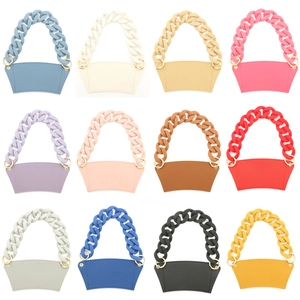 Faux leather beverage cup sleeves with chunky plastic chains in 12 assorted colors