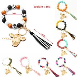 Detailed cow head keychain sizes with dimensions of tassel, beads and cow head pendant