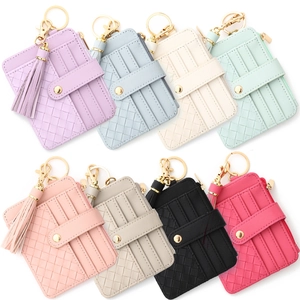Portamonete da Donna Con Motivo Intrecciato Con Portachiavi a Nappa Portafoglio Impermeabile Con Più Slot Per Carte Mini Borsa