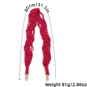 80cm rose pink hand-woven wide shoulder strap with gold metal buckles for cross-body bags