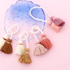 Handmade double cotton tassel charms in various Morandi colors for bags and accessories