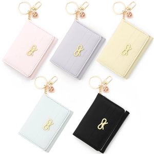 Three-fold short bowknot wallet for women in pink, grey, yellow, blue and black