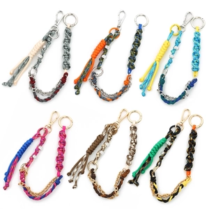 Handgemaakte gevlochten lederen sleutelhangers voor dames tasbedels met haken