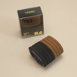Women High Elastic Braided Hair Ties Set Korean Style Coffee Black Fabric Scrunchies Thick Hair Bands Boxed Hair Accessories