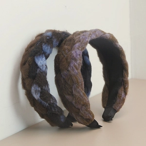 Bohemian Braided Woolen Yarn Headband For Women Autumn Winter Thickened Twisted Hair Band Retro Fashion Hair Accessories