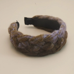 Retro bohemian purple mixed woven braided headband with soft knit texture for autumn