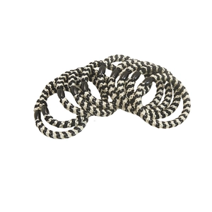 Set of ten high elasticity woven hair ties with black and white spiral braid texture